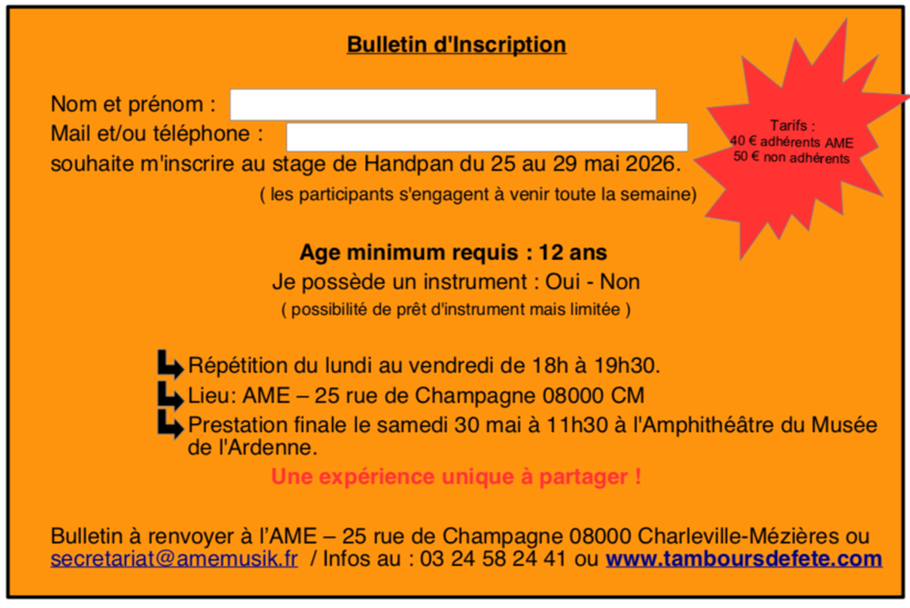 Bulletin d'inscription